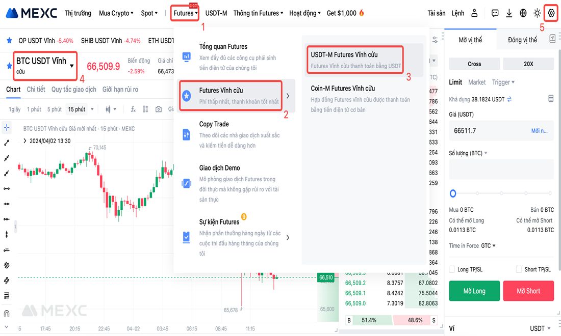 Truy cập vào thị trường Futures trên Mexc 