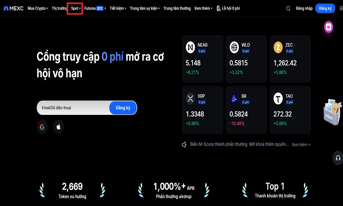 Trên thanh công cụ, chọn mục "Spot" 